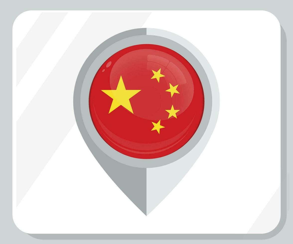 China Glossy Pin Location Flag Icon vector