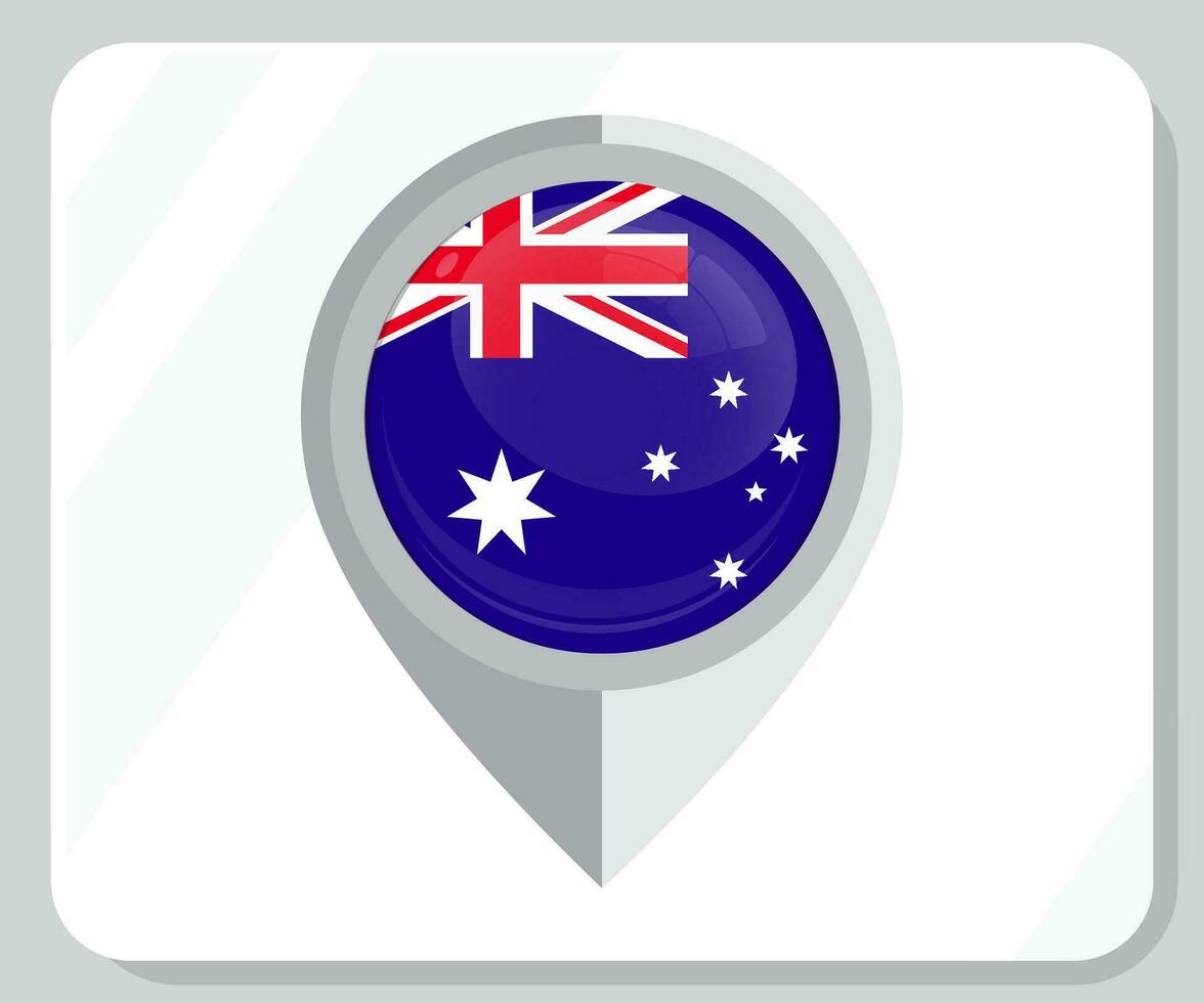 Australia lustroso alfiler ubicación bandera icono vector