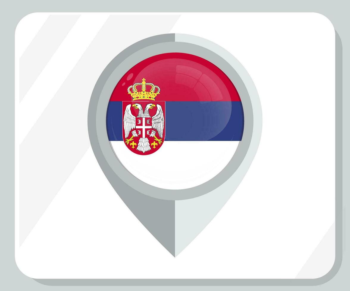 Serbia Glossy Pin Location Flag Icon vector