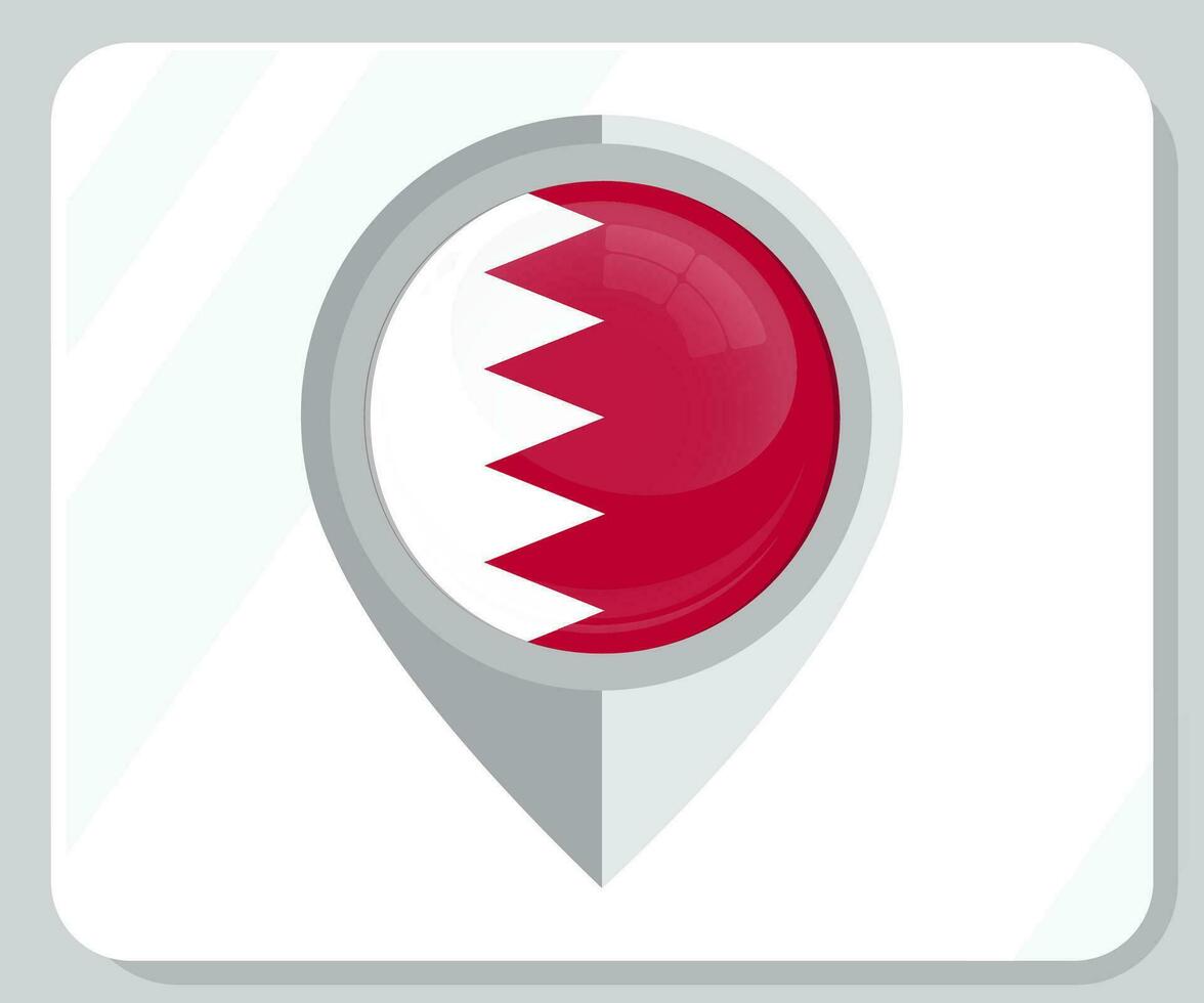 Bahrain Glossy Pin Location Flag Icon vector