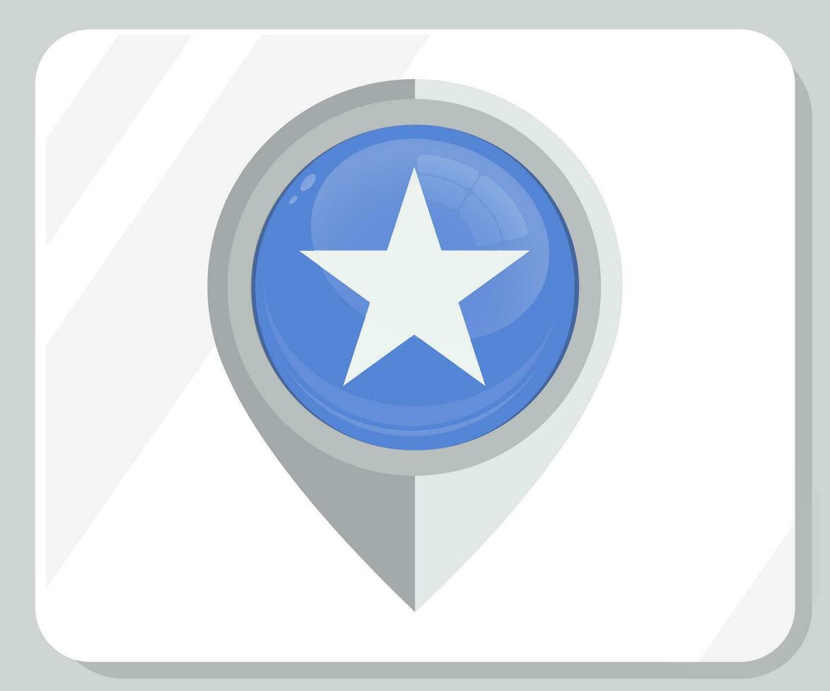 Somalia lustroso alfiler ubicación bandera icono vector