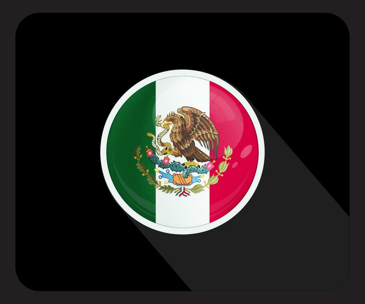 Mexico Glossy Circle Flag Icon vector