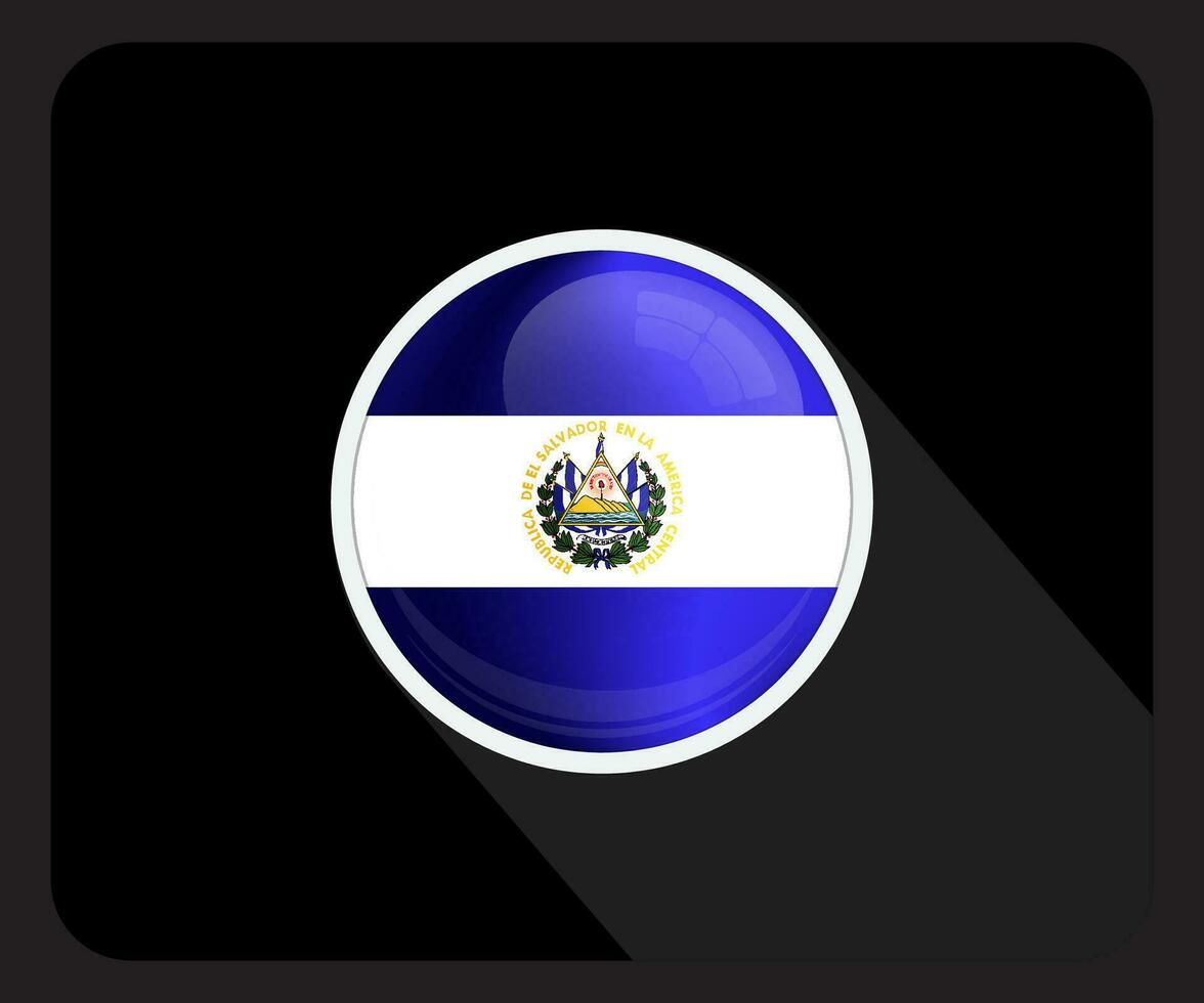 El Salvador Glossy Circle Flag Icon vector