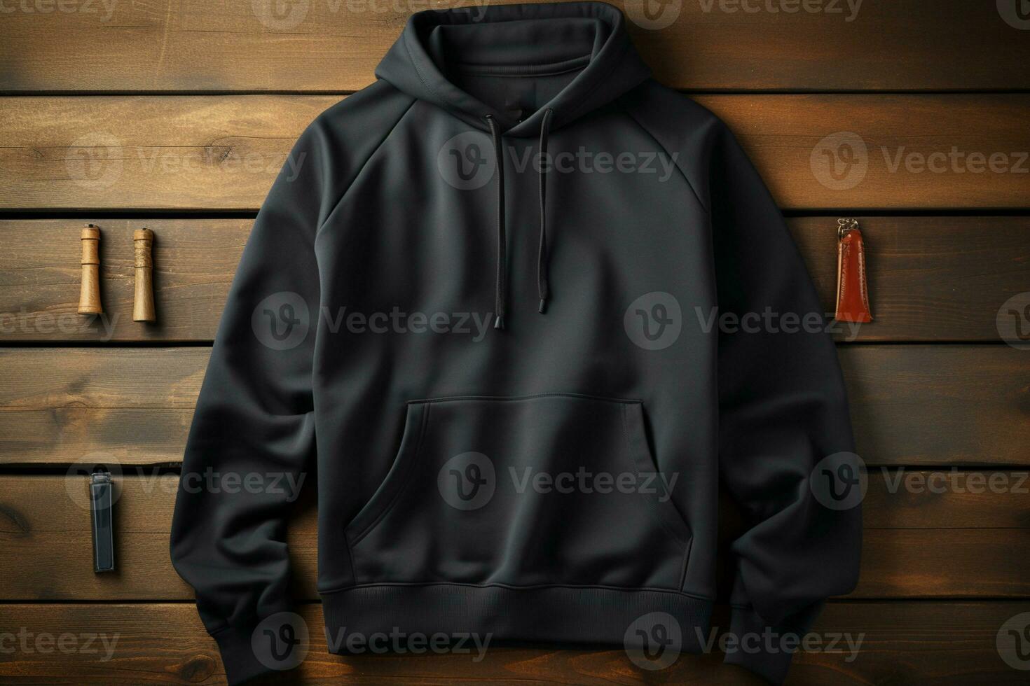Black sweatshirt mockup, 3D rendering, back view, design presentation AI Generated photo
