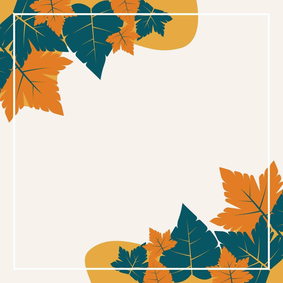 autumn, spring and summer background. beautiful design with leaf ornaments and empty space for text. vector for greeting cards, social media, flyers, banners.