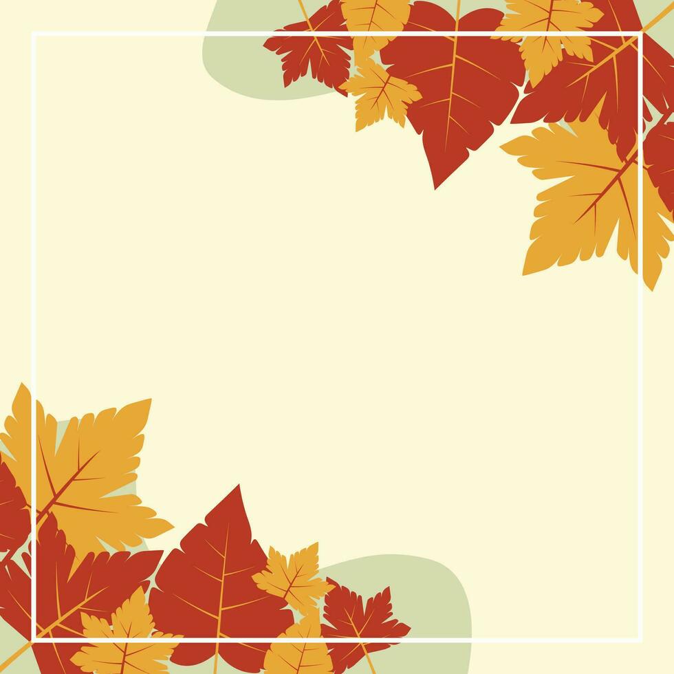 autumn, spring and summer background. beautiful design with leaf ornaments and empty space for text. vector for greeting cards, social media, flyers, banners.