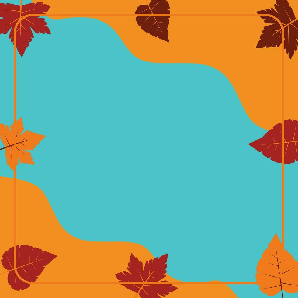 autumn background with copy space area, vector with waves and leaves pattern. design for banner, greeting card, flyer, social media, presentation, web.