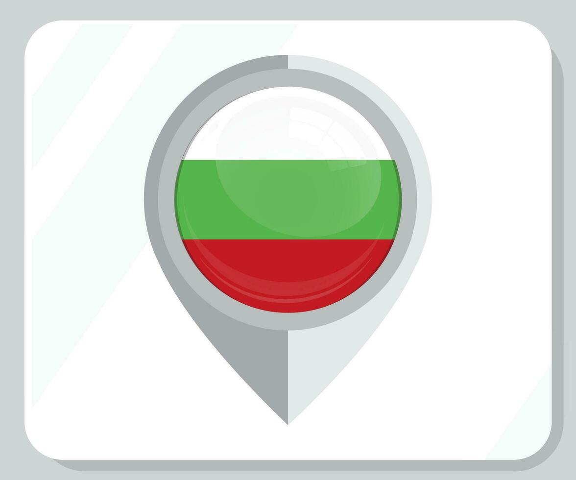 Bulgaria Glossy Pin Location Flag Icon vector