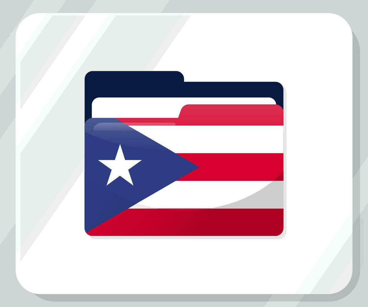 puerto rico lustroso carpeta bandera icono vector