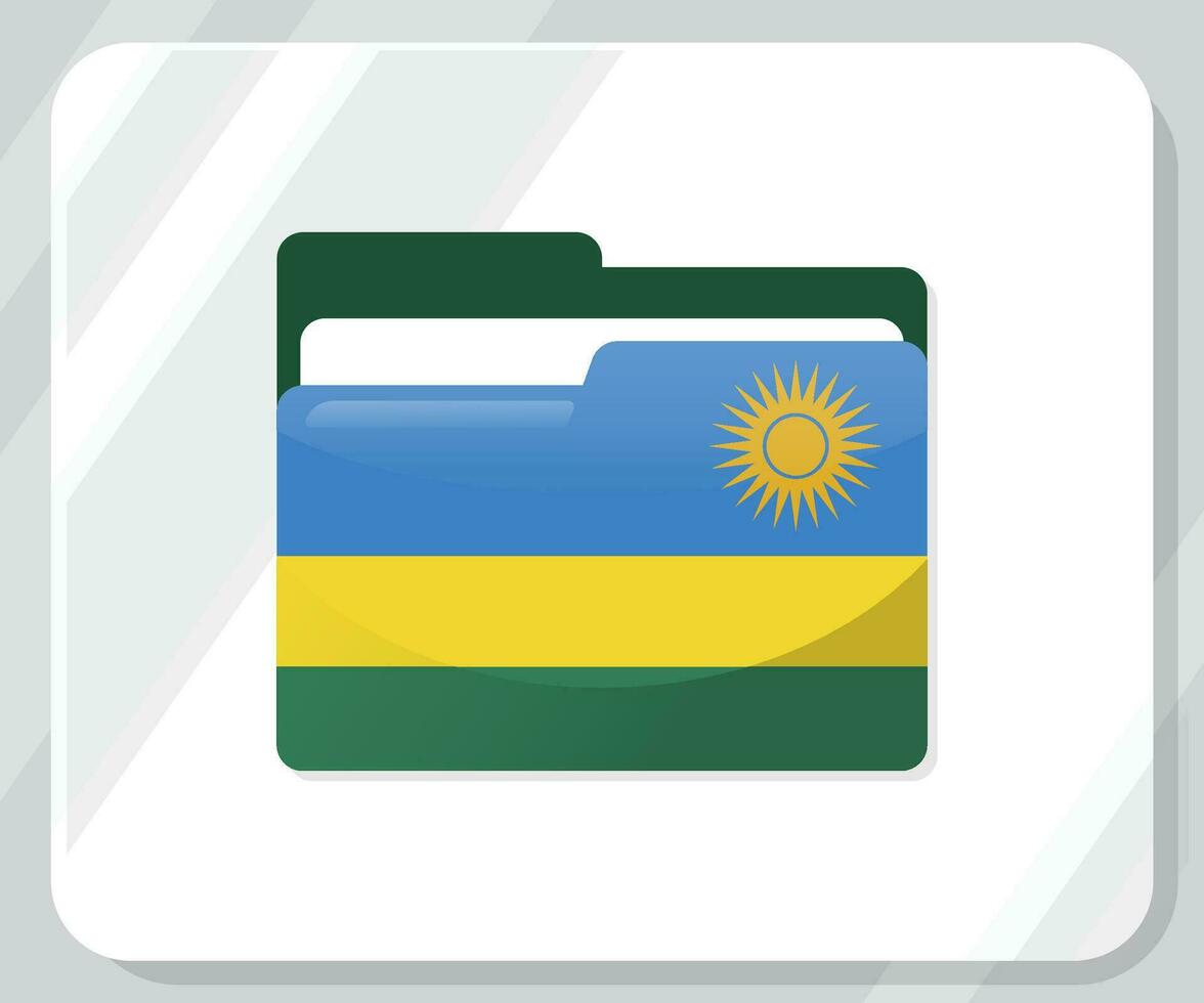 Ruanda lustroso carpeta bandera icono vector