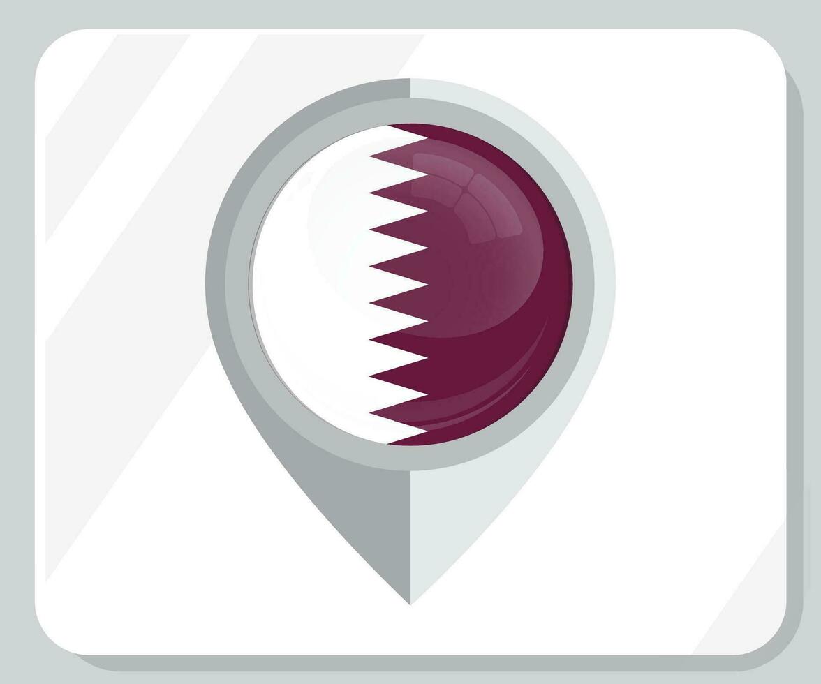 Qatar Glossy Pin Location Flag Icon vector
