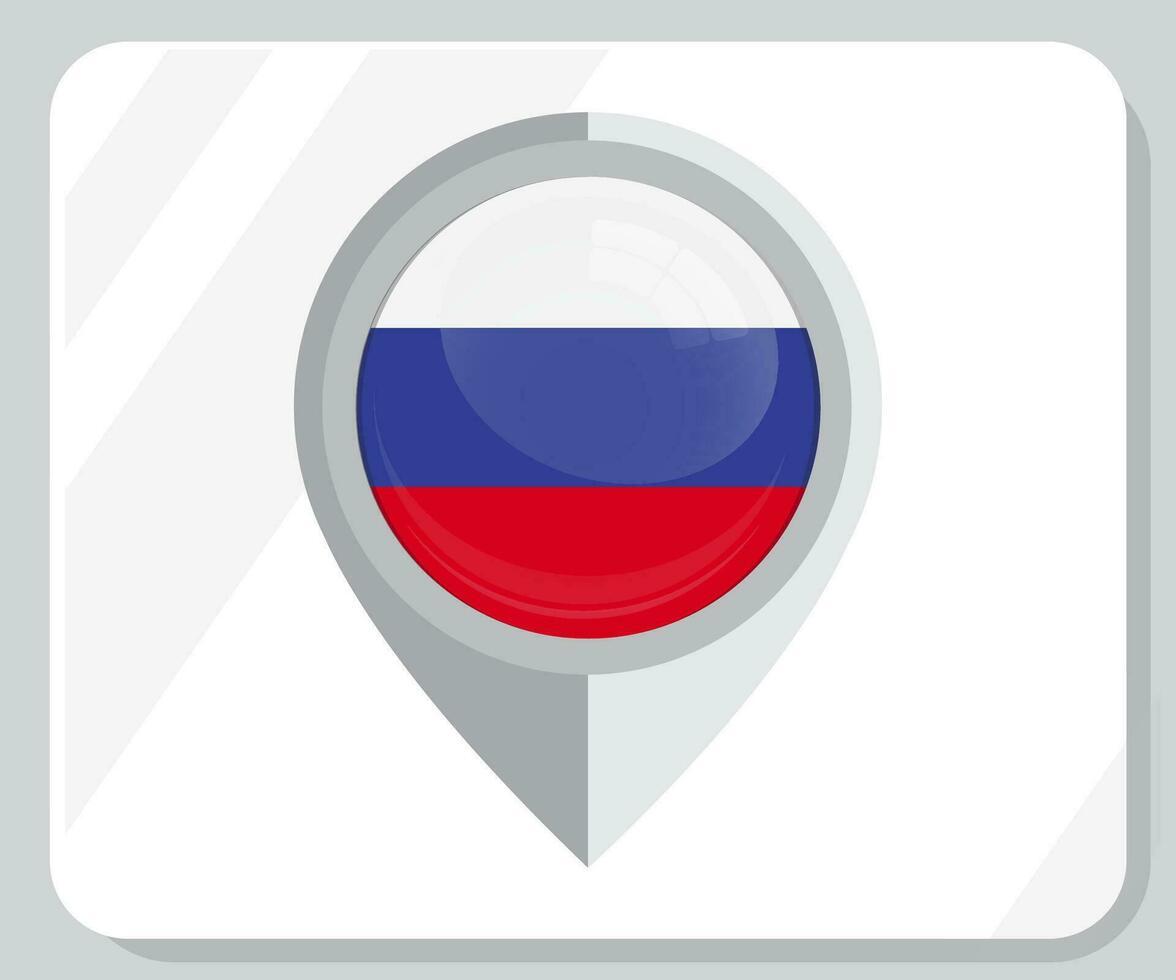 Rusia lustroso alfiler ubicación bandera icono vector