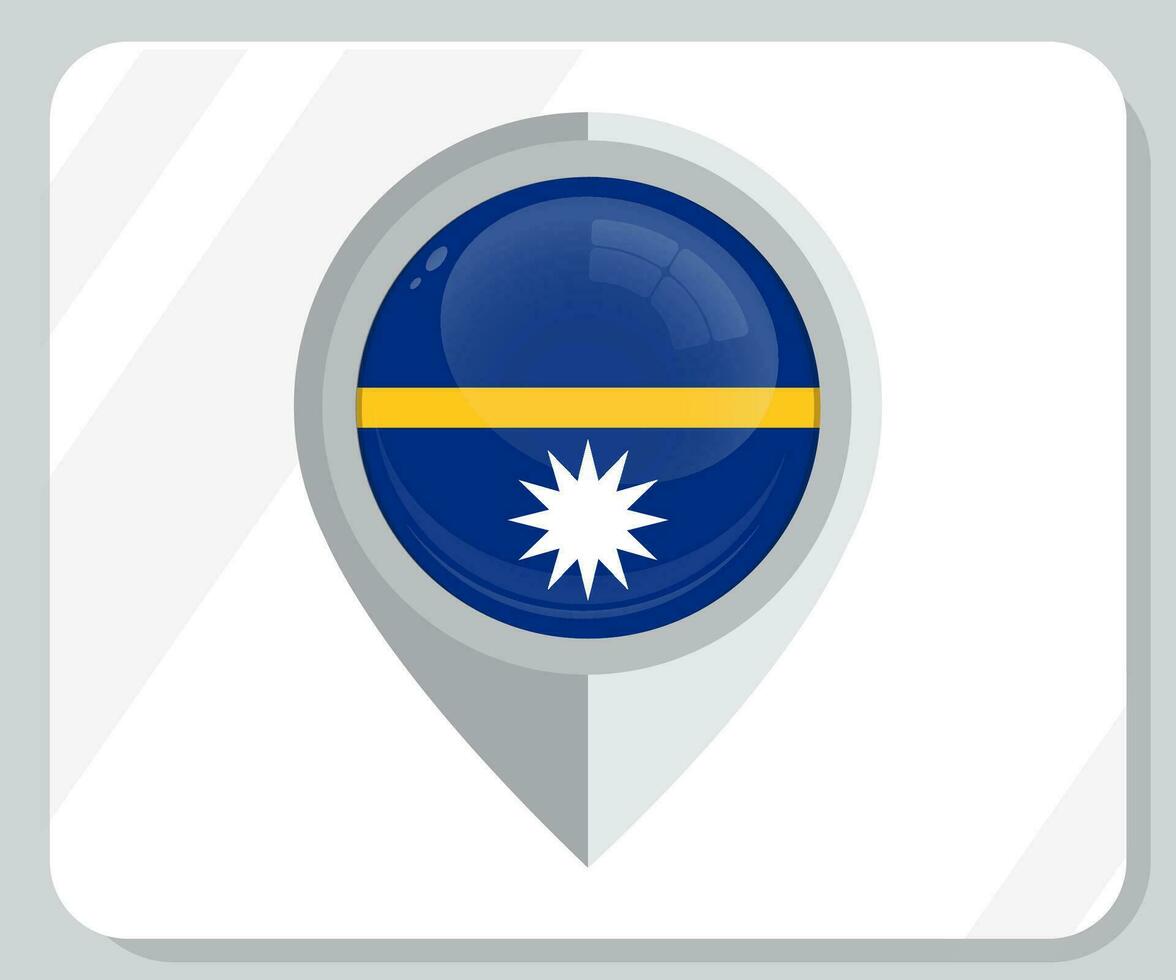 Nauru Glossy Pin Location Flag Icon vector