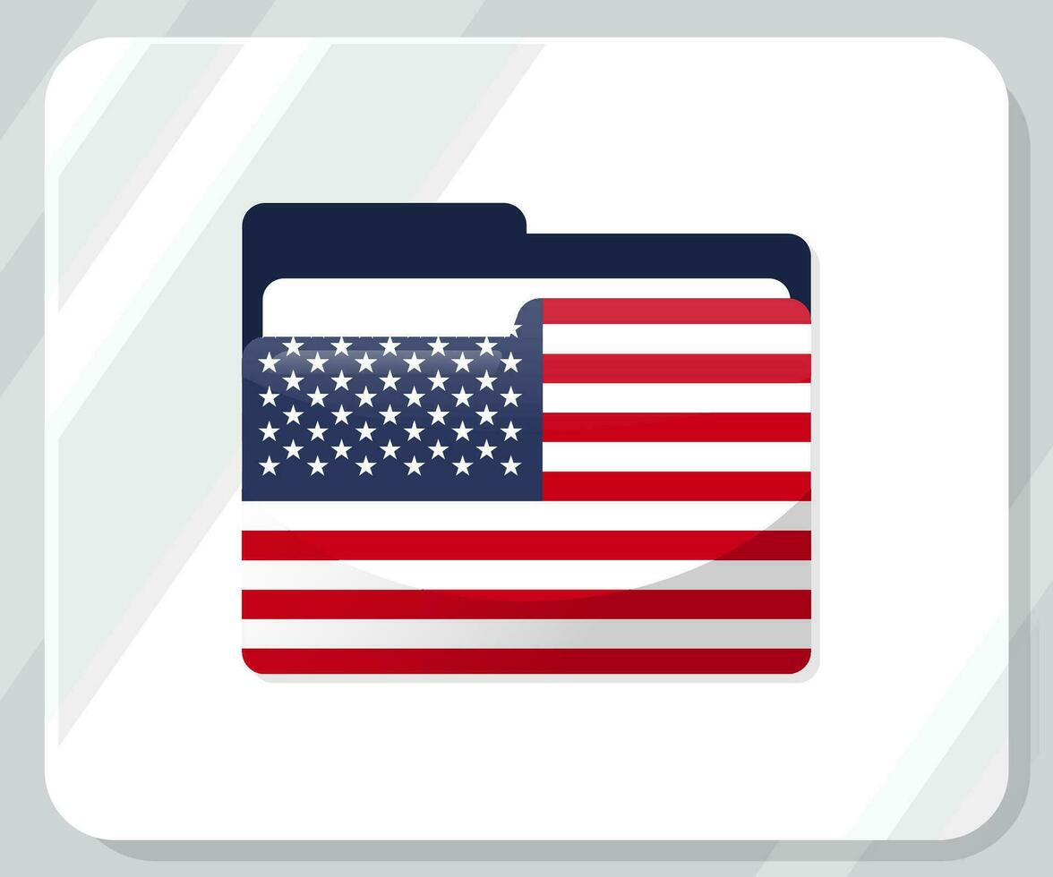 America Glossy Folder Flag Icon vector