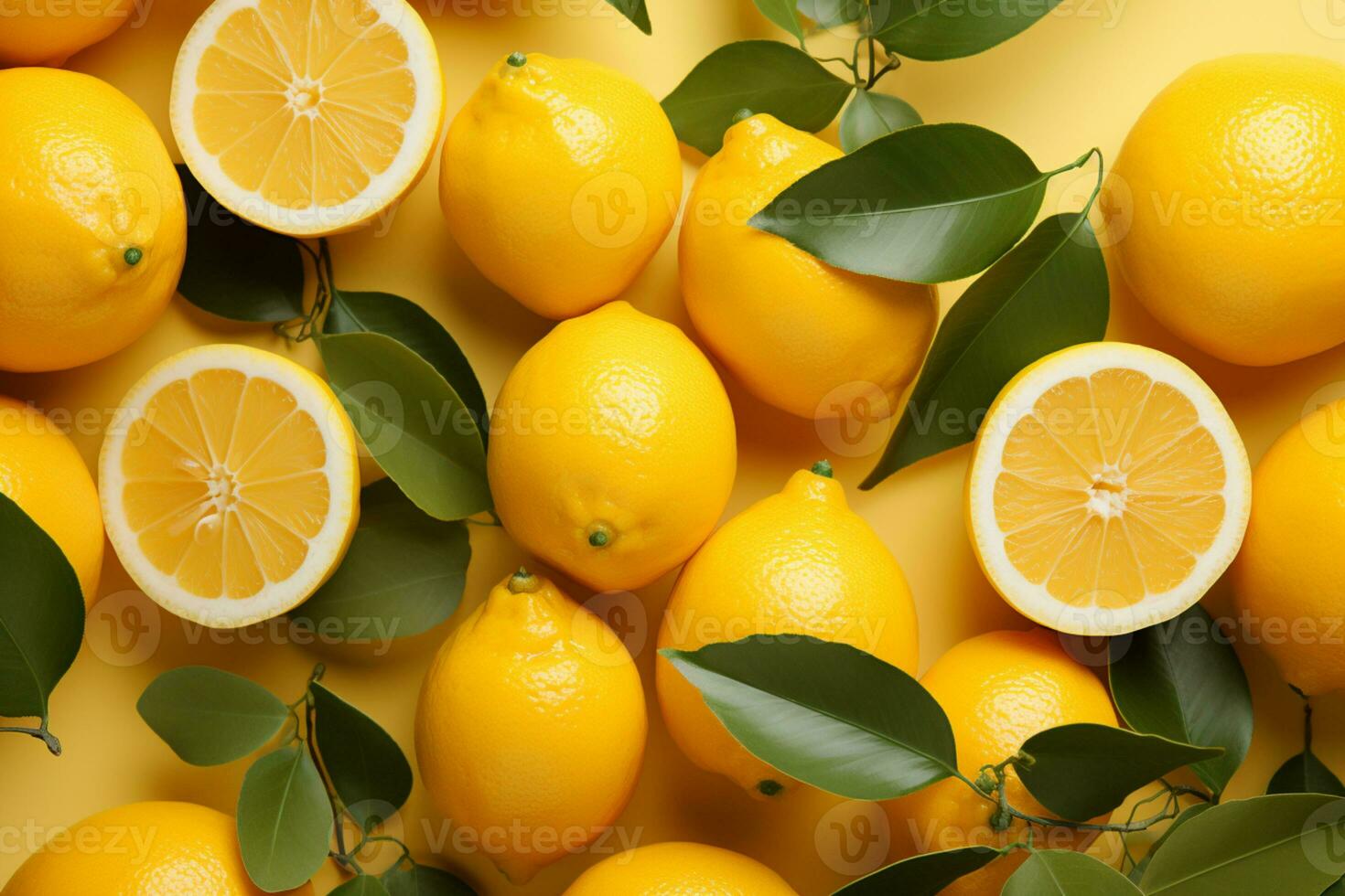 Summer vibes citrus fruits on pastel yellow, a minimalistic arrangement AI Generated photo