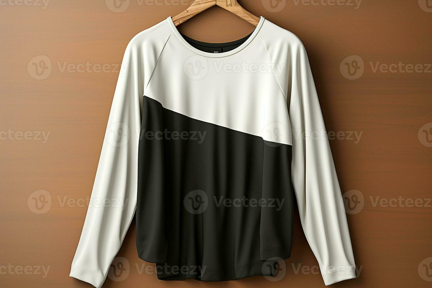 Minimalist men's shirts, 3D-rendered Raglan sleeves, black and white AI Generated photo