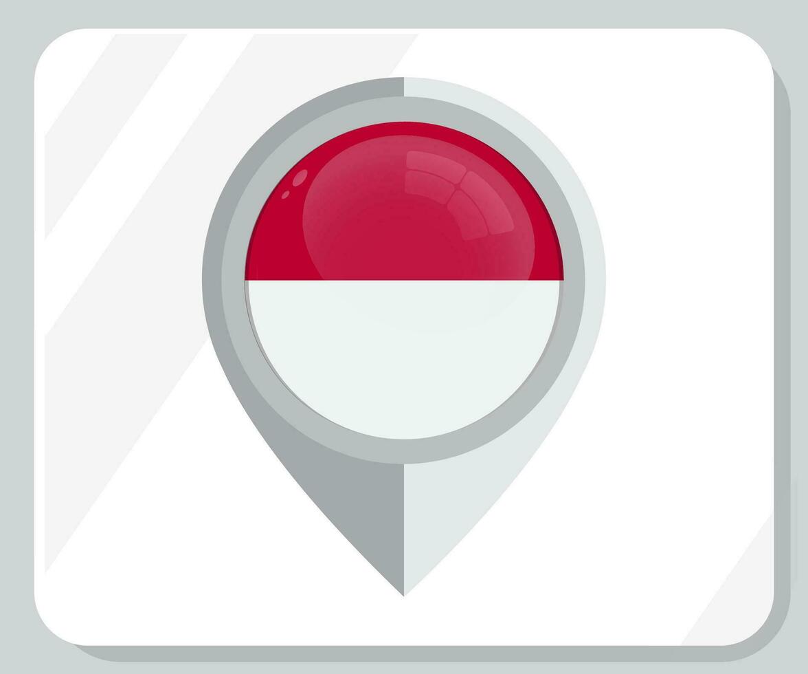 Indonesia Glossy Pin Location Flag Icon vector