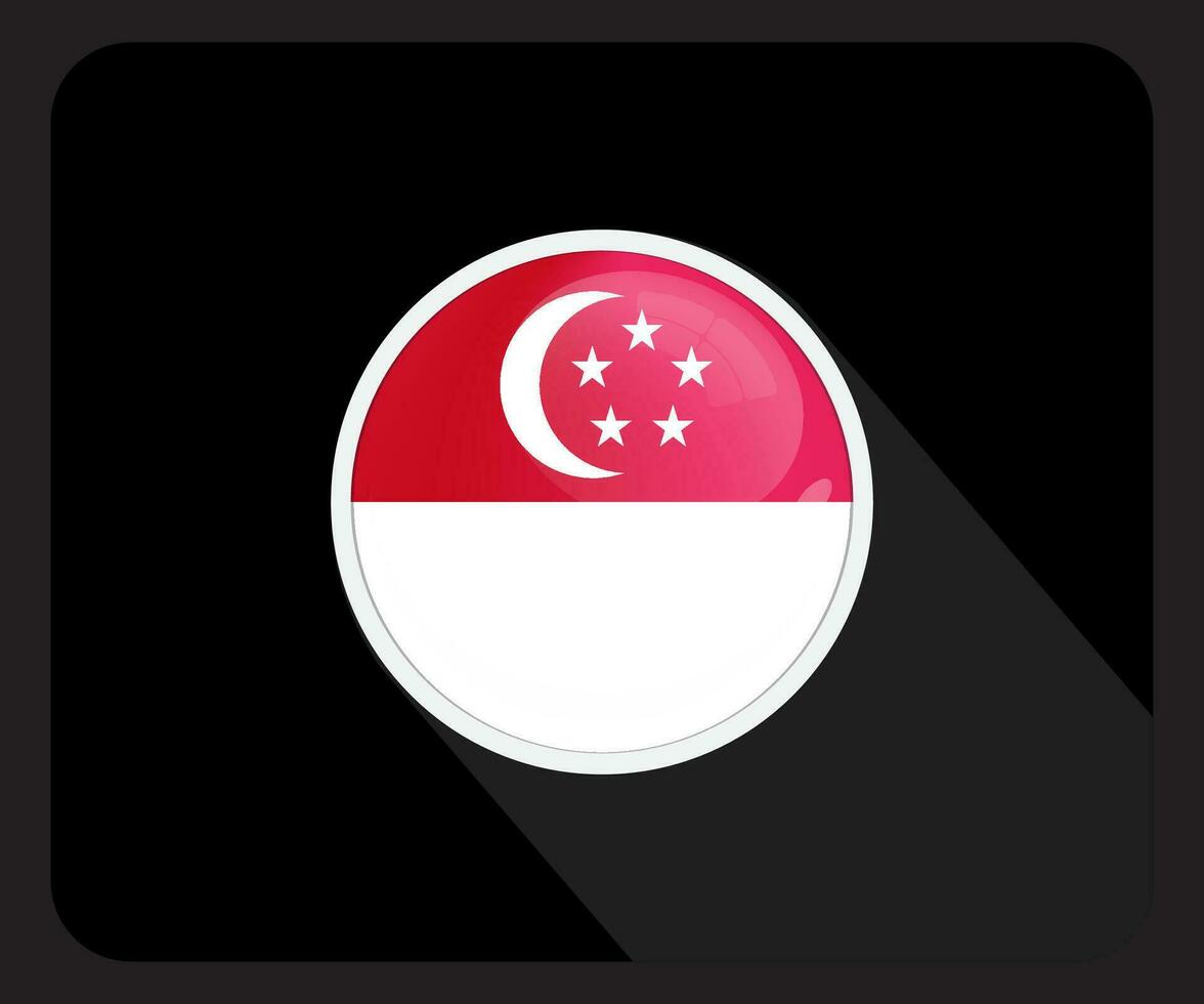Singapore Glossy Circle Flag Icon vector