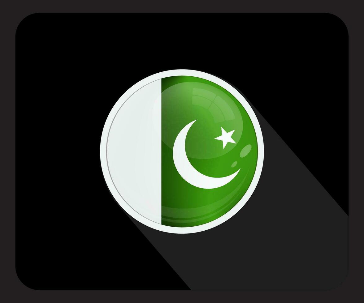 Pakistan Glossy Circle Flag Icon vector