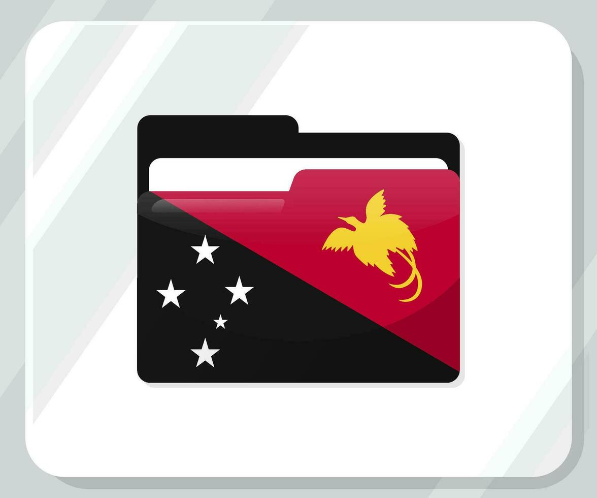 Papuasia nuevo Guinea lustroso carpeta bandera icono vector