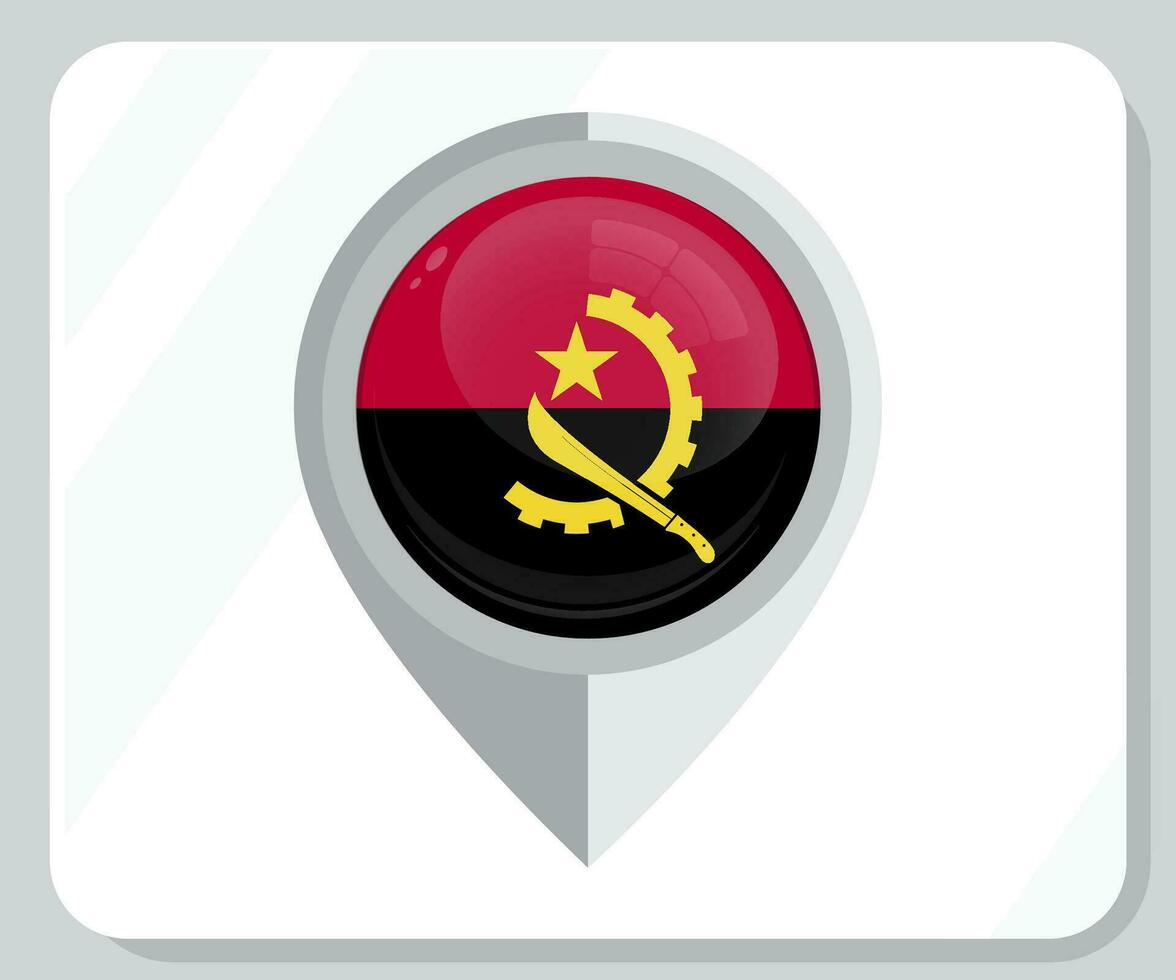 Angola Glossy Pin Location Flag Icon vector