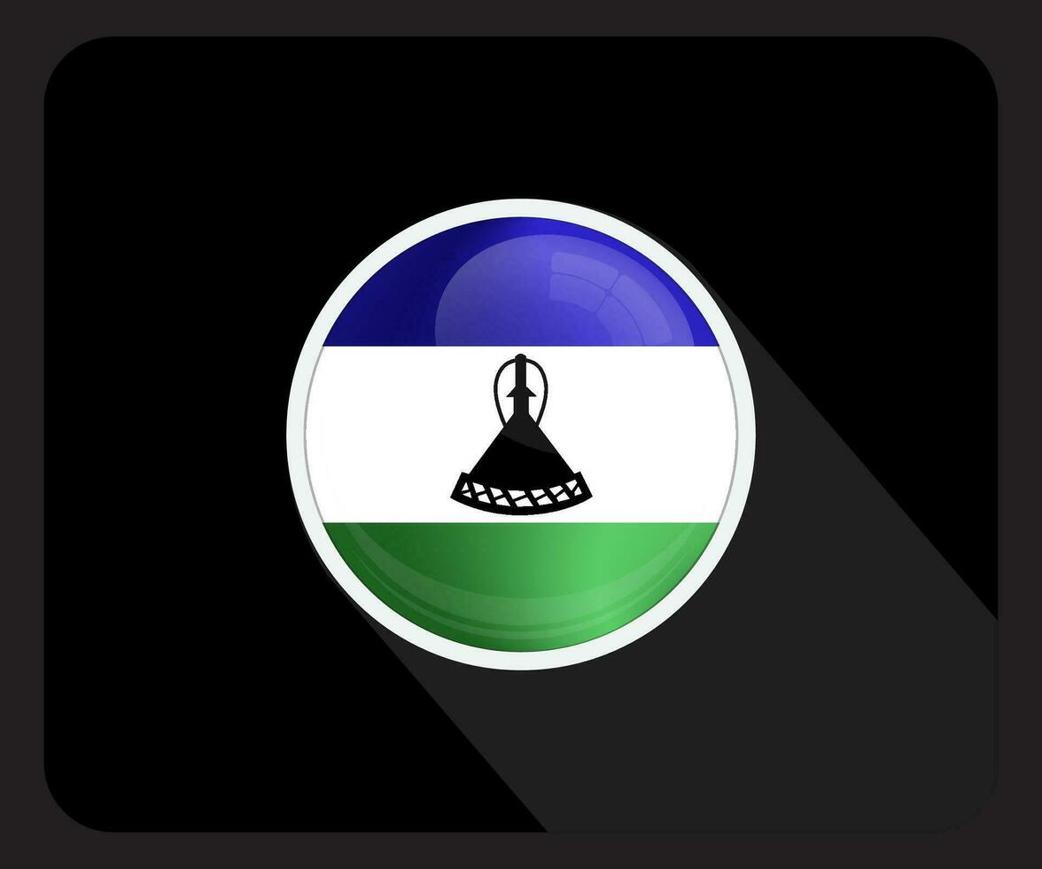 Lesotho Glossy Circle Flag Icon vector