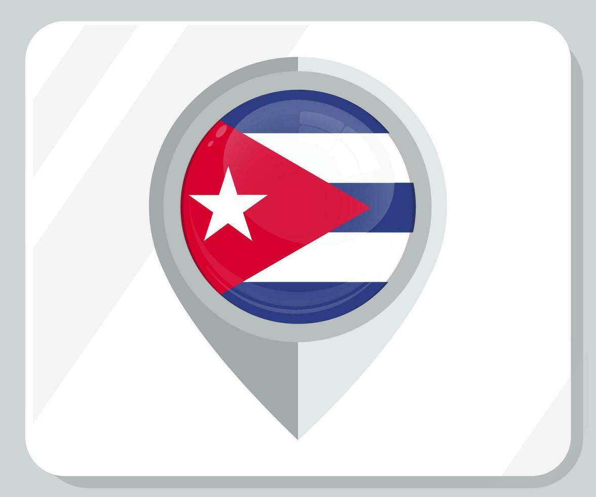 Cuba Glossy Pin Location Flag Icon vector