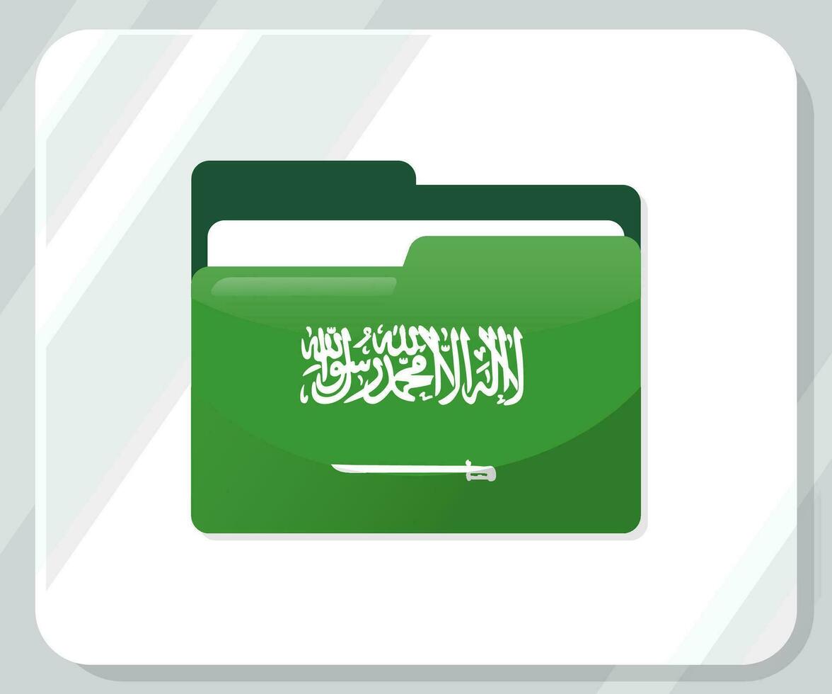 Saudi Glossy Folder Flag Icon vector