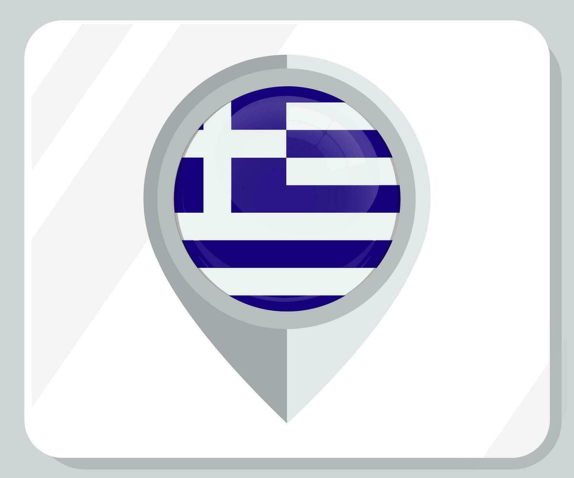 Greece Glossy Pin Location Flag Icon vector