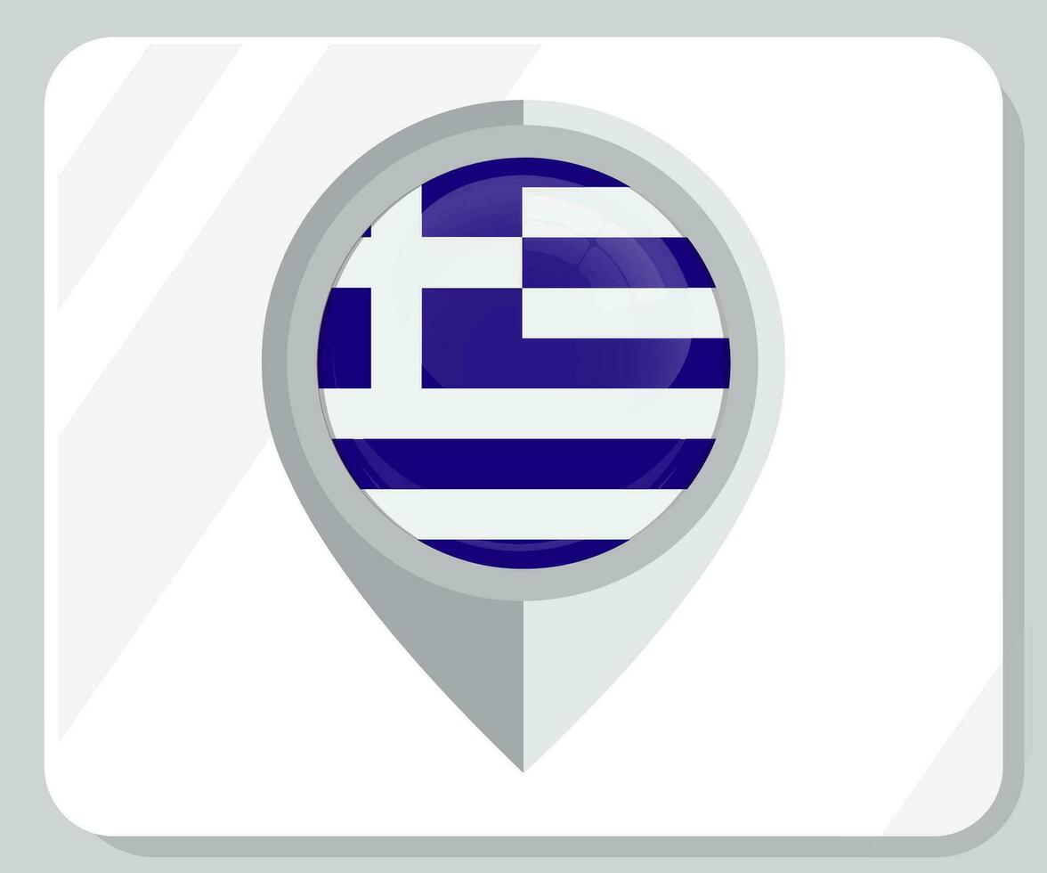 Grecia lustroso alfiler ubicación bandera icono vector