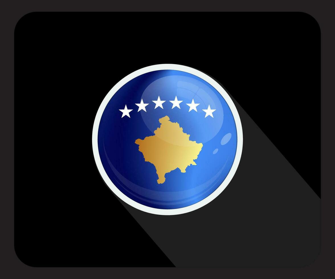 Kosovo lustroso circulo bandera icono vector