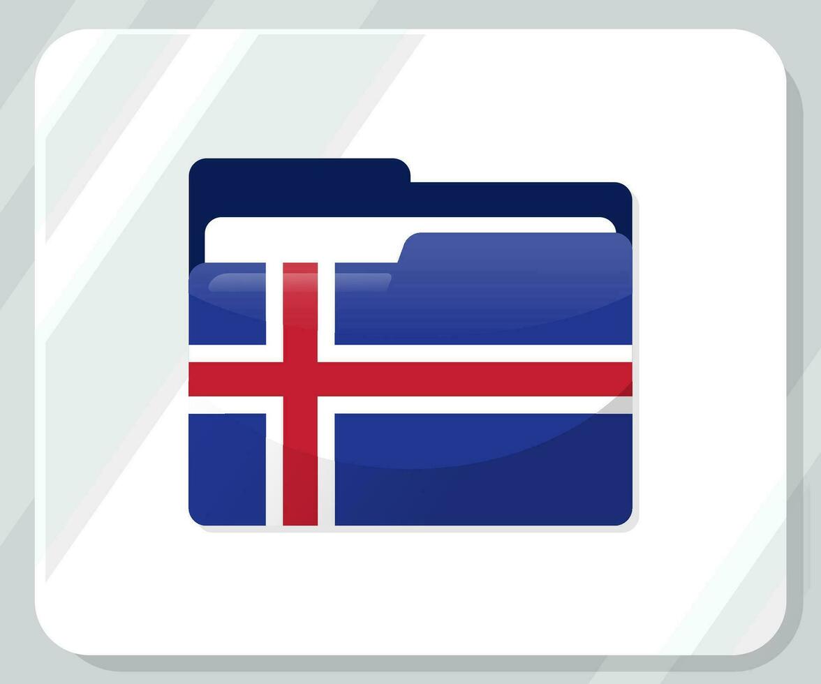 Iceland Glossy Folder Flag Icon vector