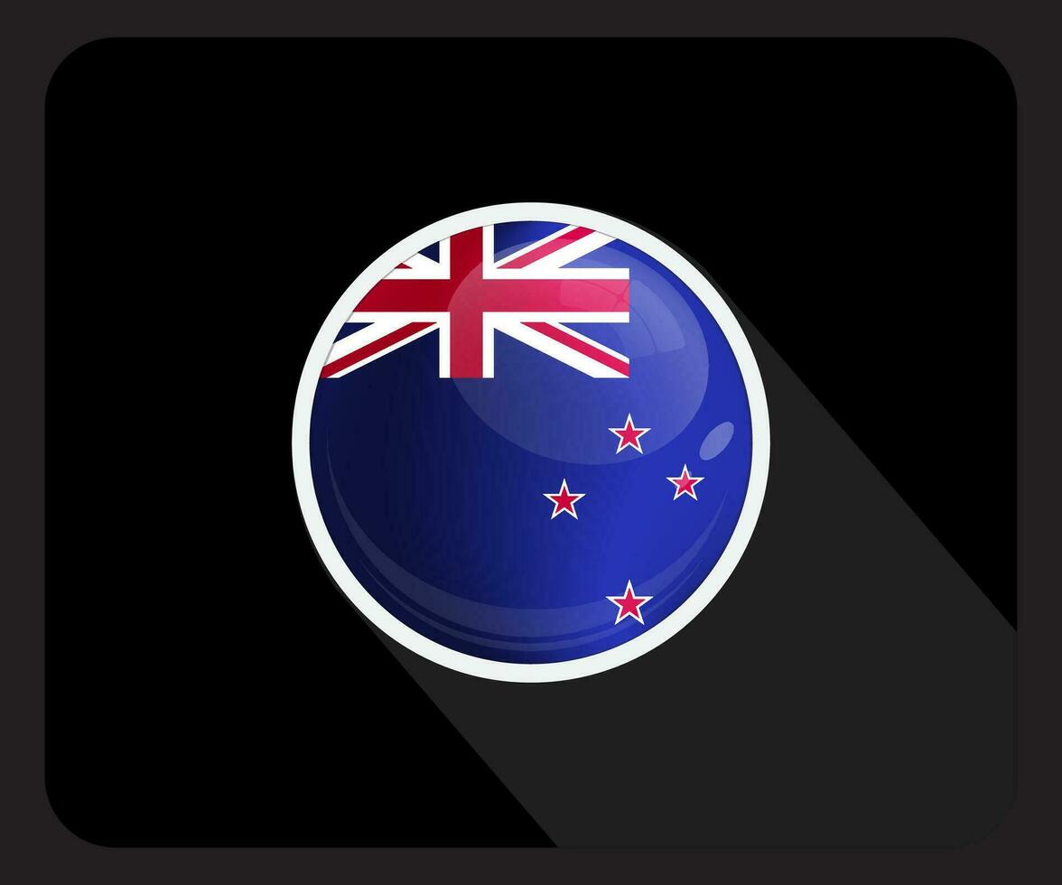 nuevo Zelanda lustroso circulo bandera icono vector