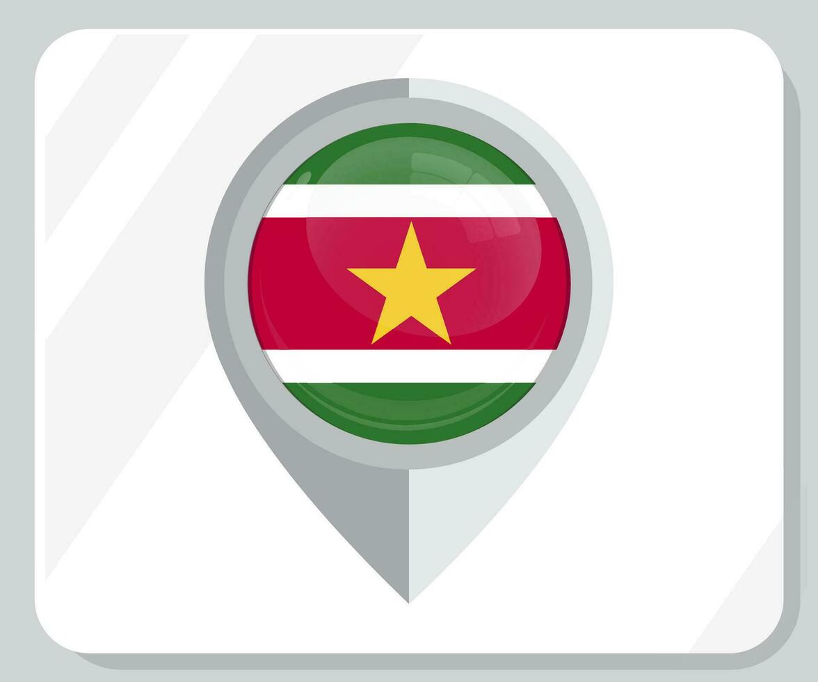 Suriname Glossy Pin Location Flag Icon vector