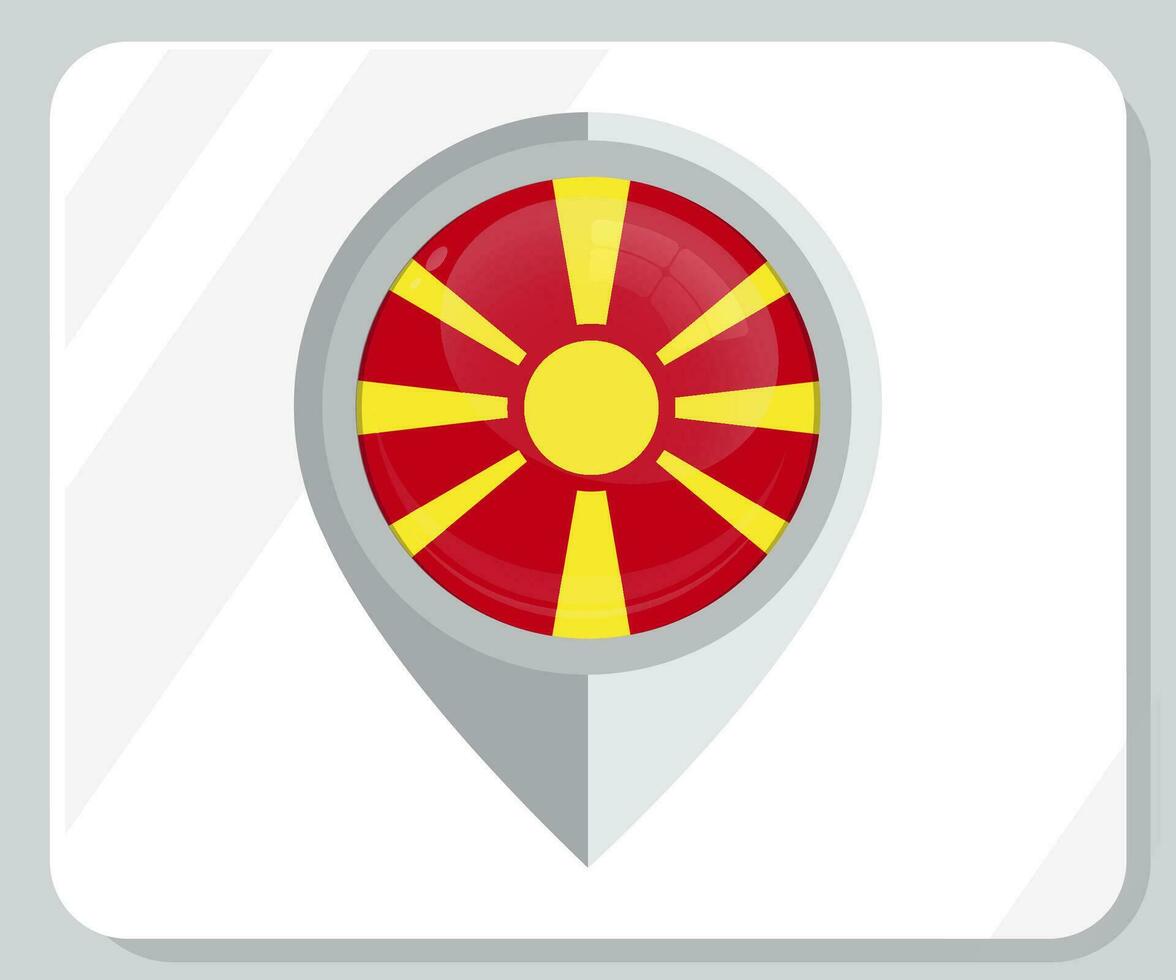 macedonia lustroso alfiler ubicación bandera icono vector