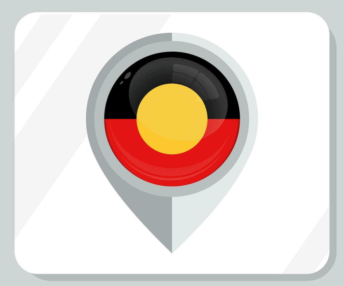 Aborigin Glossy Pin Location Flag Icon vector