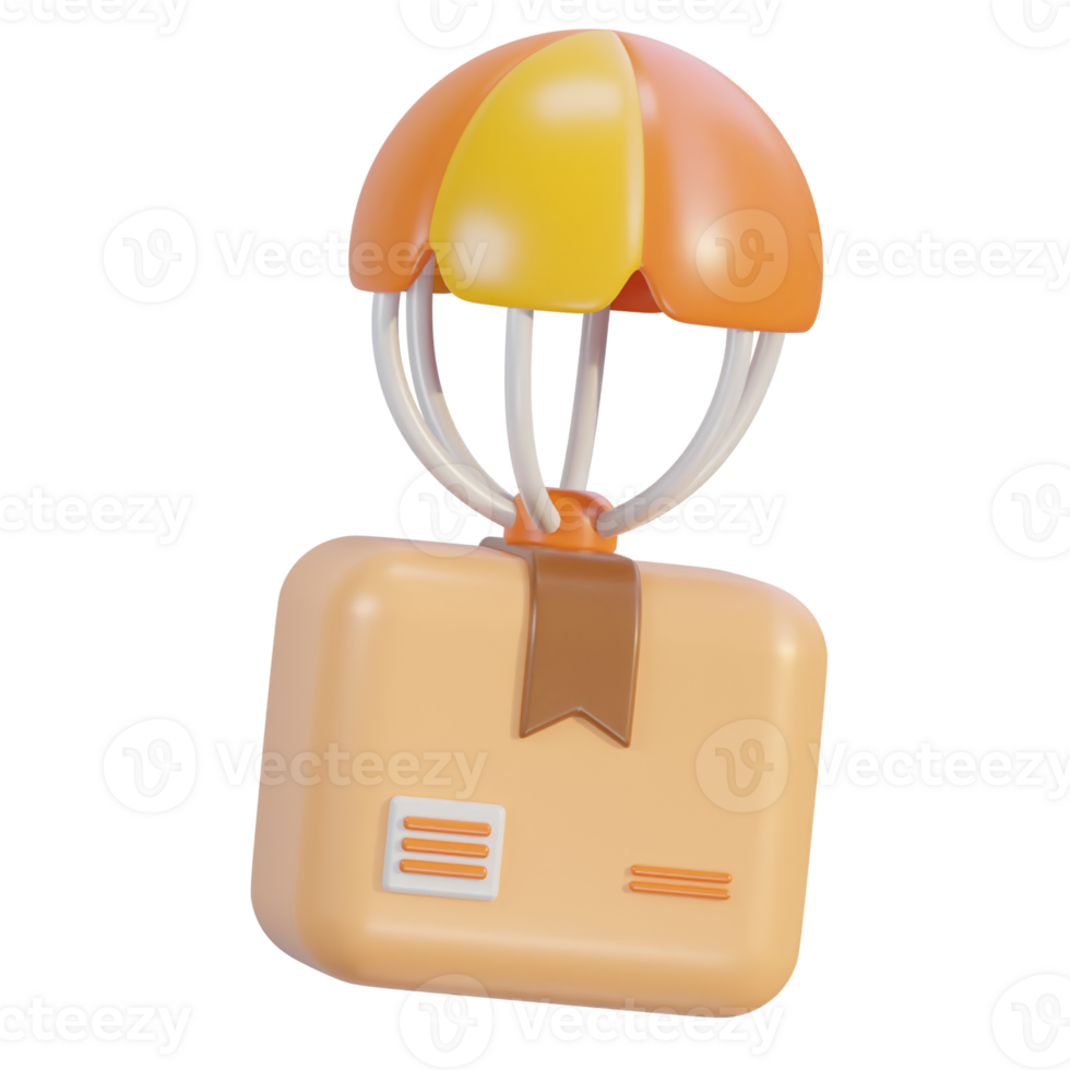 3d Package with air balloon delivery icon png