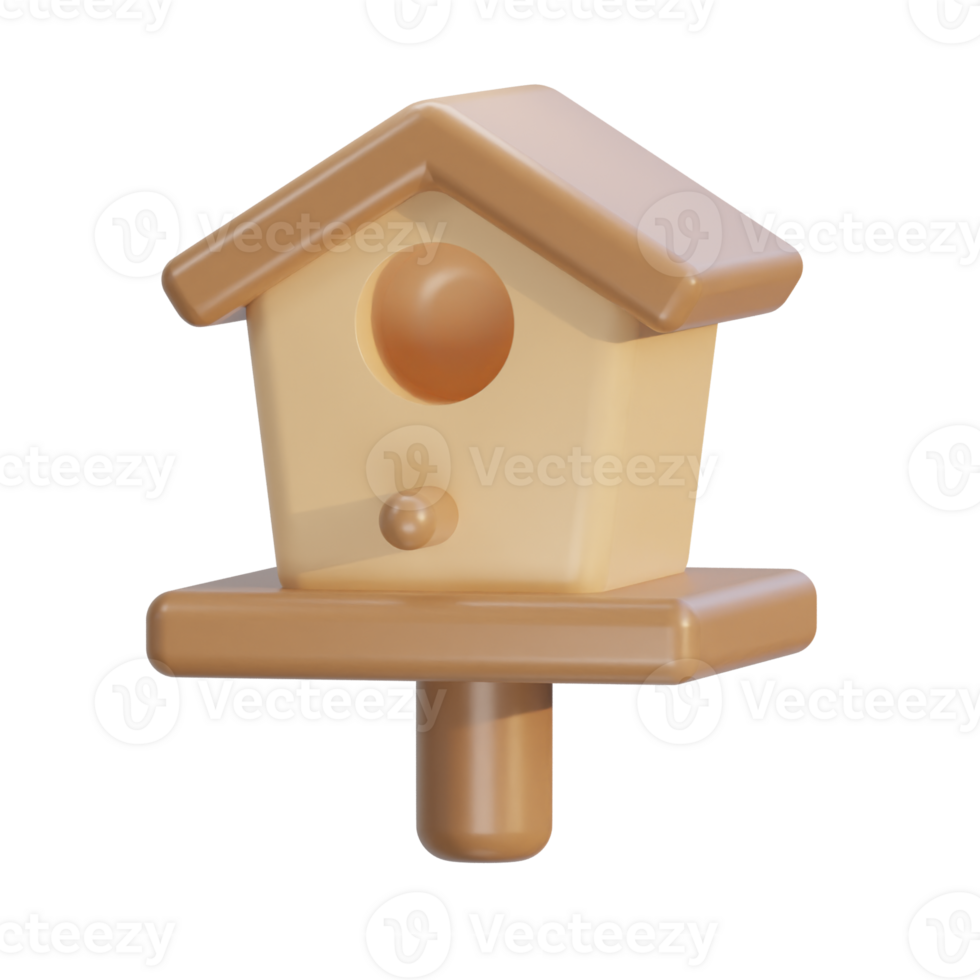 3d bird house icon illustration png