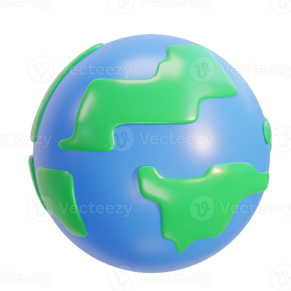 planeta terra globo com mundo mapa ecologia conceito 3d ícone png