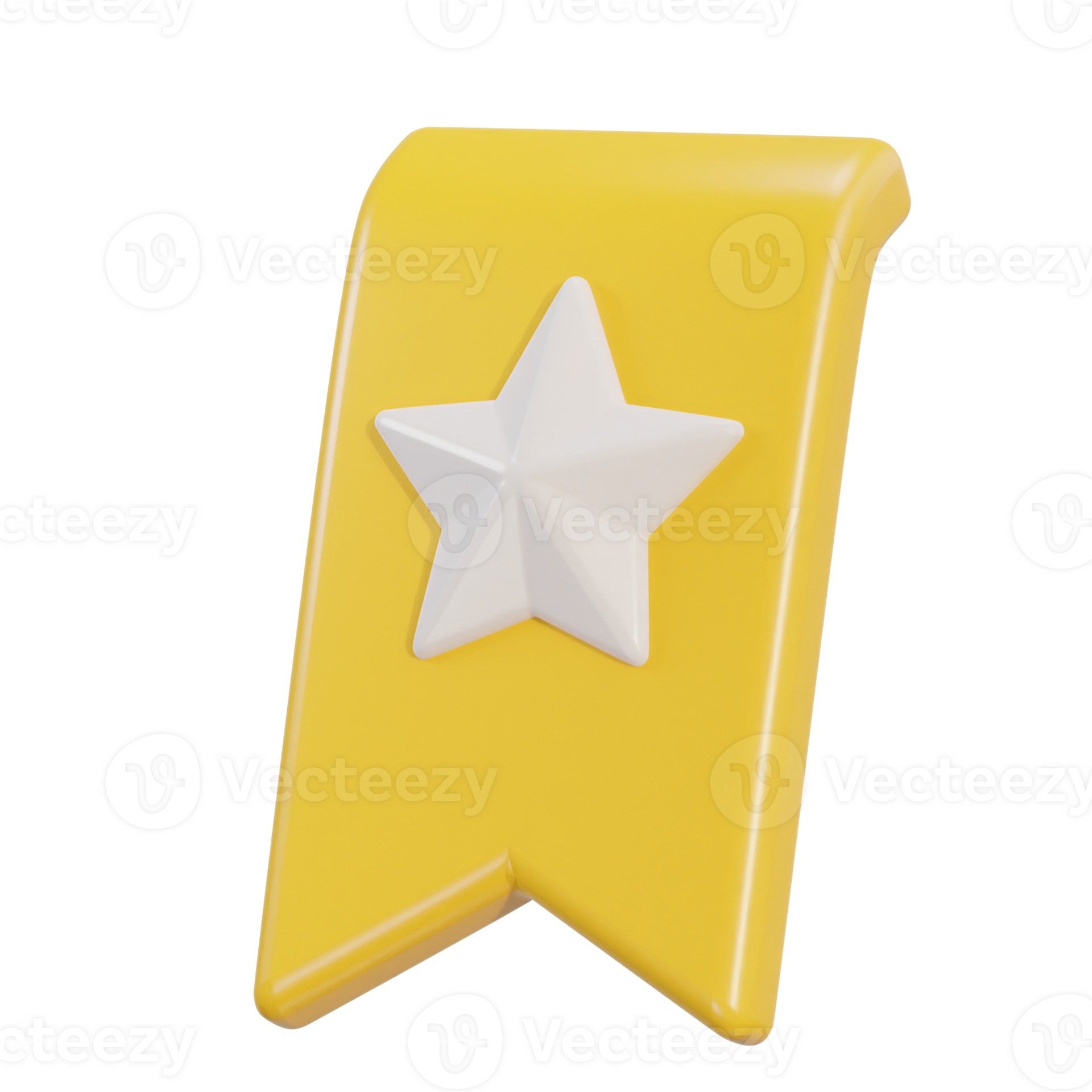 3d bookmark or game badge, yellow badge with white star in icon
