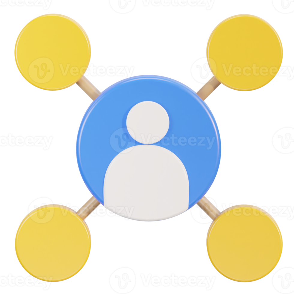 user profile on network icon 3d rendering illustration png