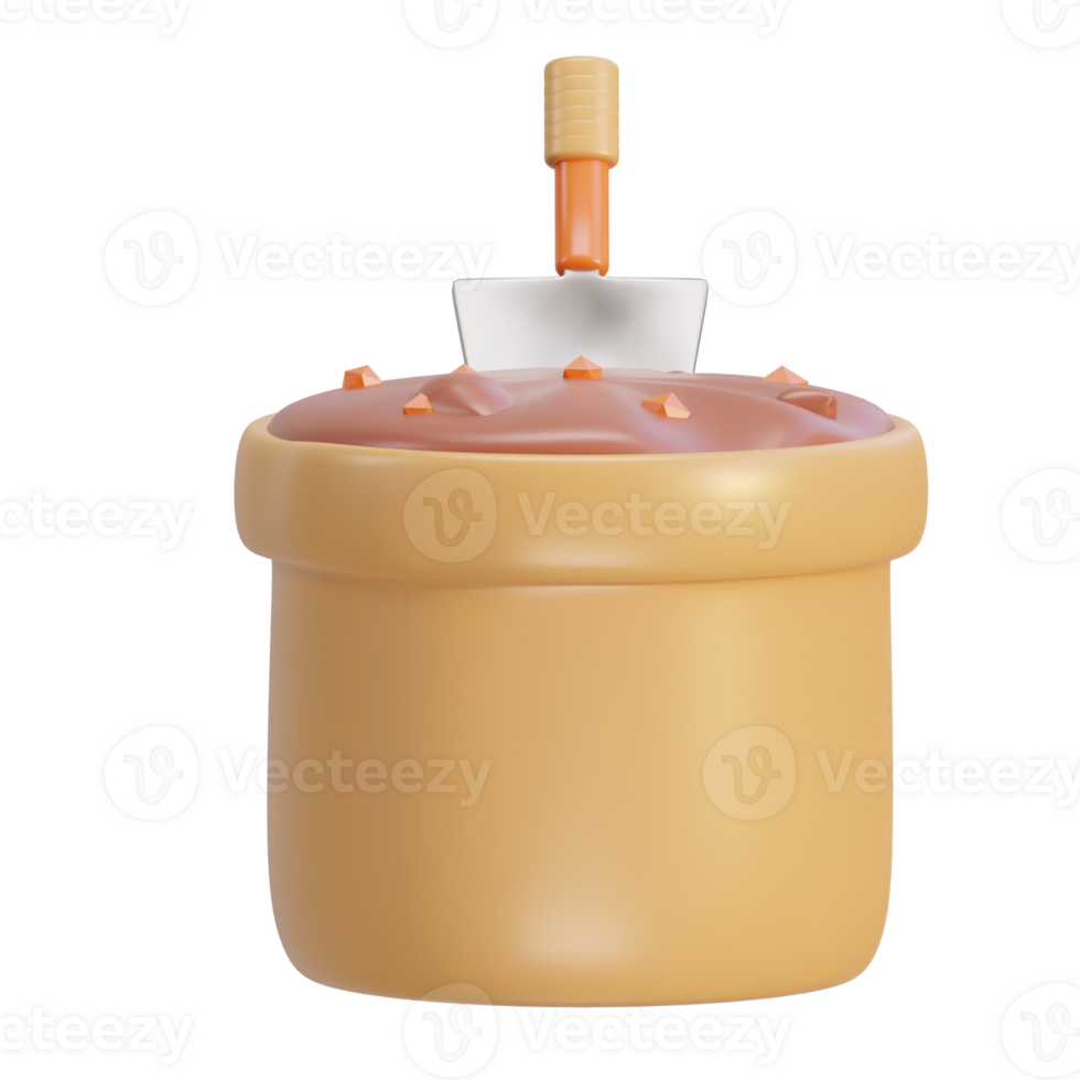 3d fertilizer bag with soil and tree icon png