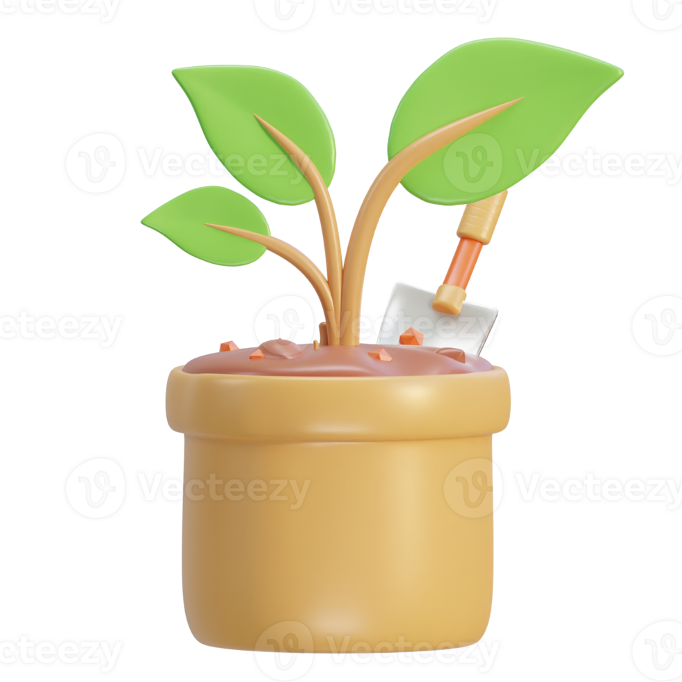3d fertilizer bag with soil and tree icon png