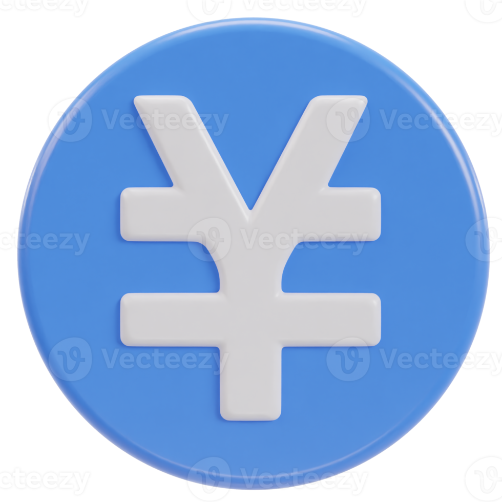 yen icon 3d rendering illustration png