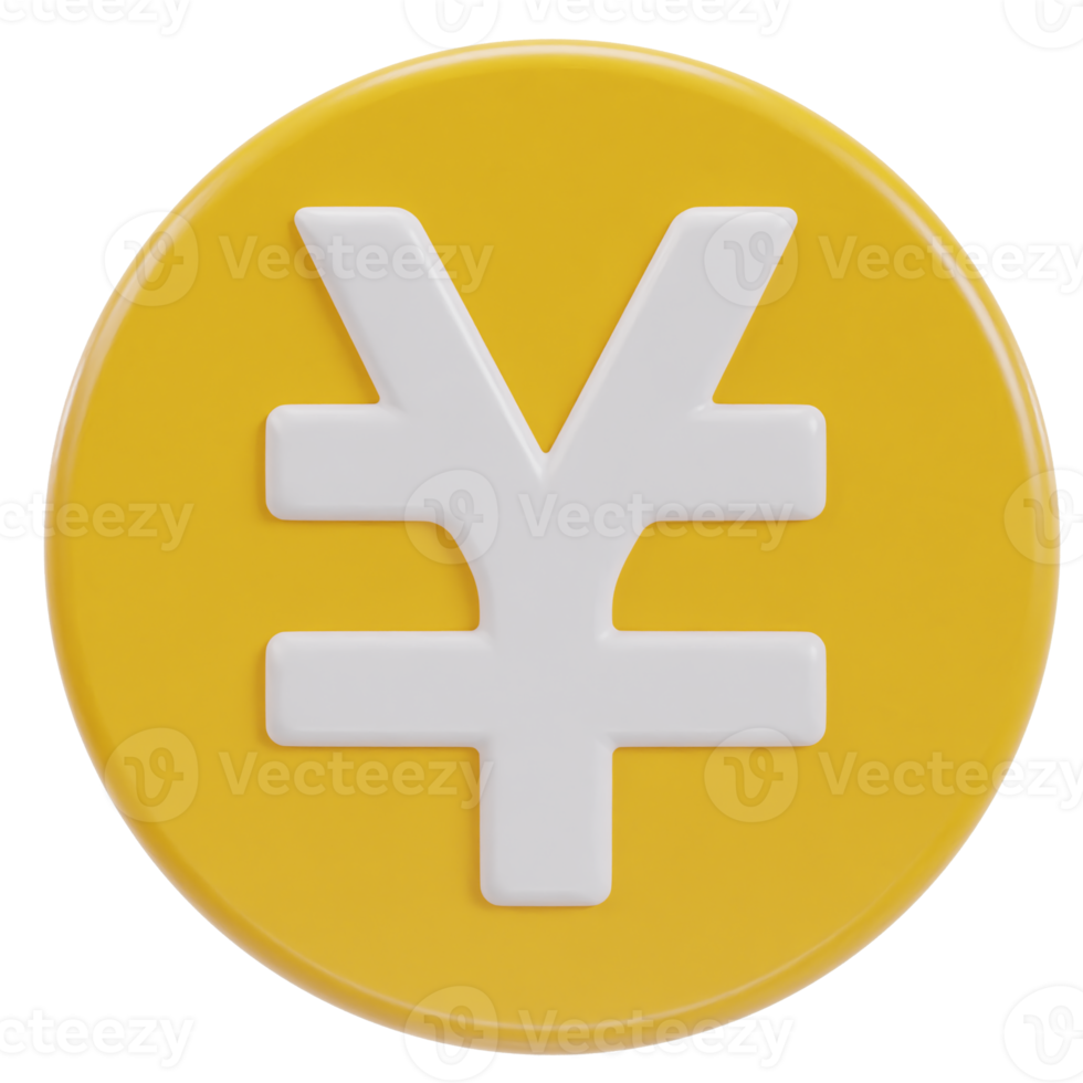 yen icon 3d rendering illustration png