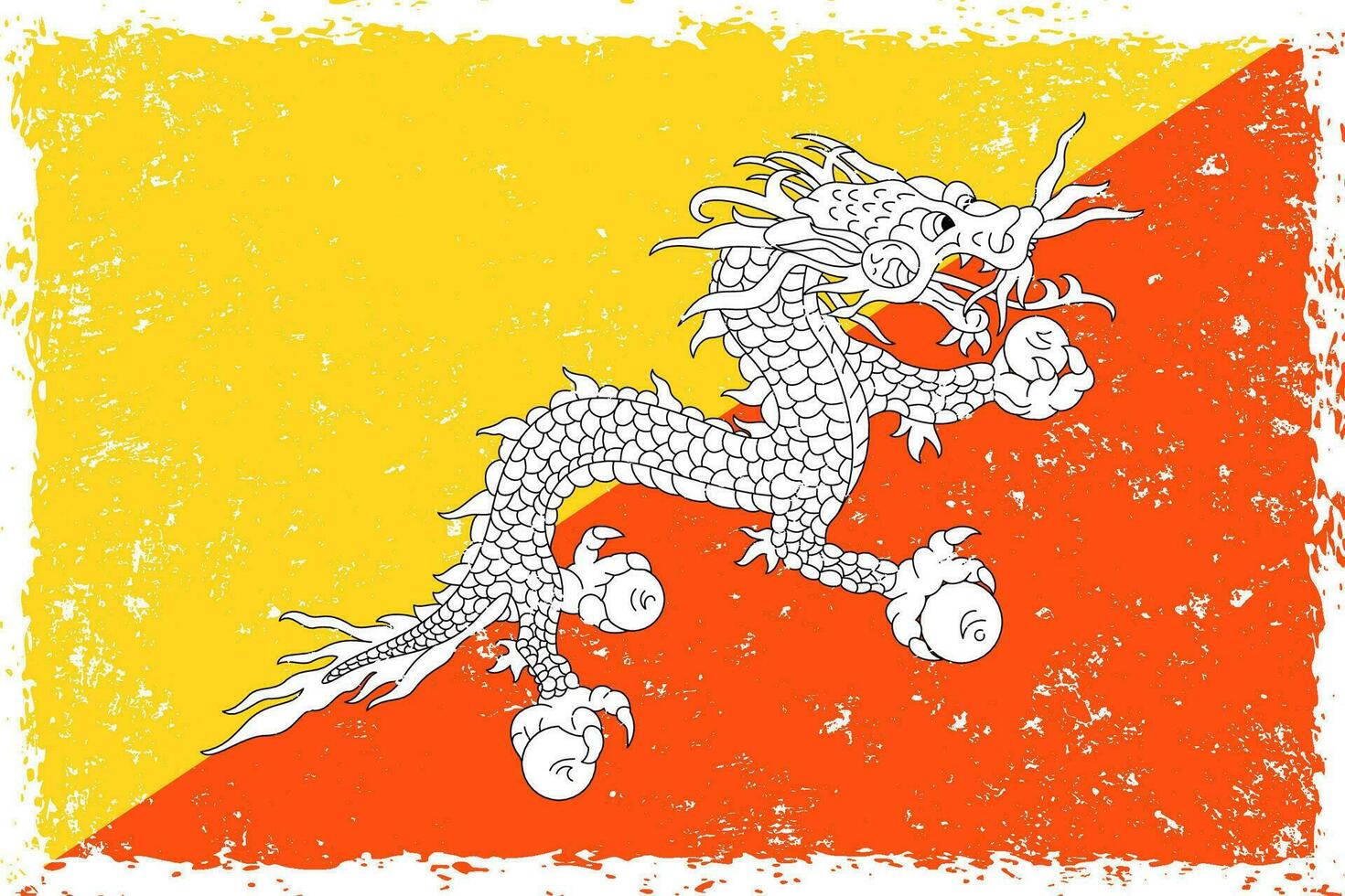 Bhutan flag grunge distressed style vector