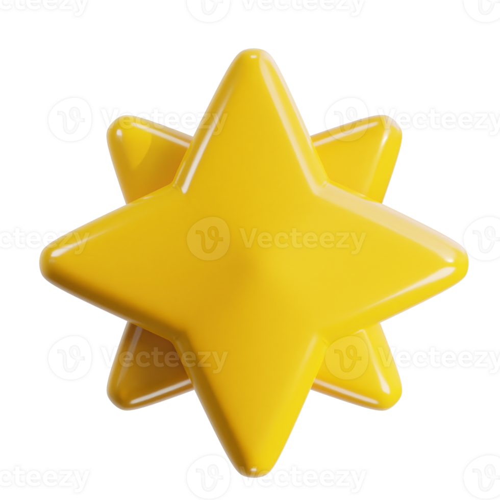 yellow shine star icon 3d render illustration png