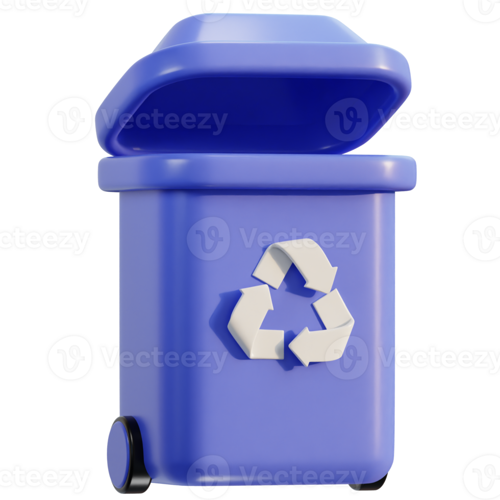 3d recycle and trash bin icon illustration png