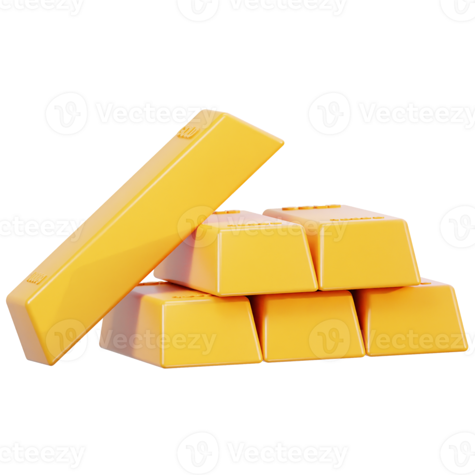 gold bar icon 3d rendering illustration png