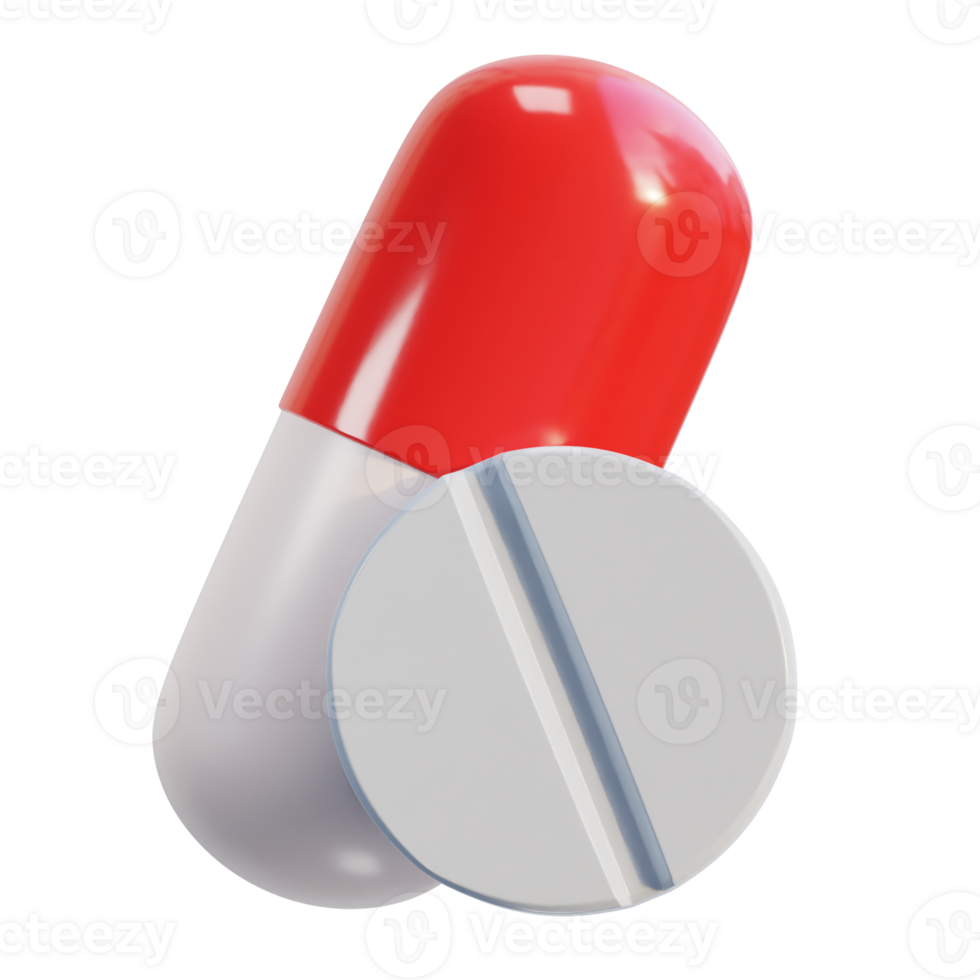 medical Pills capsule drug flying 3d icon illustration png